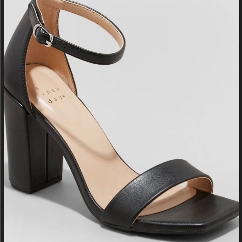 A New Day Black Square Toe Heels